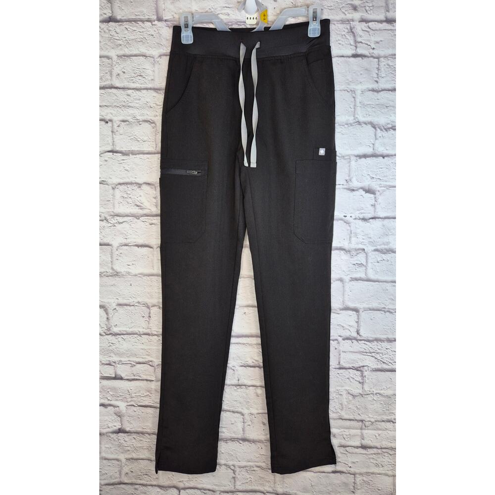 FIGS Yola Yoga Scrub Pants Black XS Tall XST Cargo Jogger Waist 14-16 Inseam 31.
